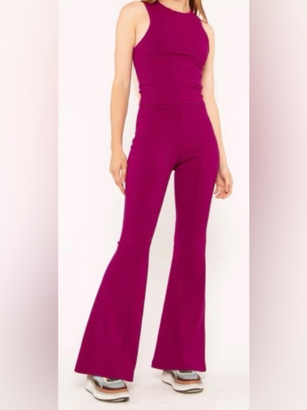 Ripley Rader Ribbed Flared Pants in Magenta - Picture 4 of 4
